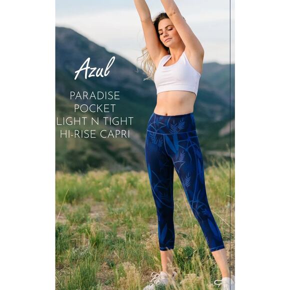 ZYIA ACTIVE Azul Paradise Hi-Rise Capri Legging Sz 2 Leaf Print - Picture 2 of 8